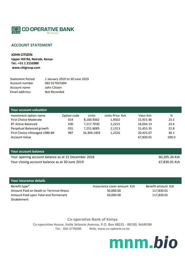 Wyciąg bankowy Kazachstan Qazkom łatwy do wypełnienia szablon w formacie Excel i PDF